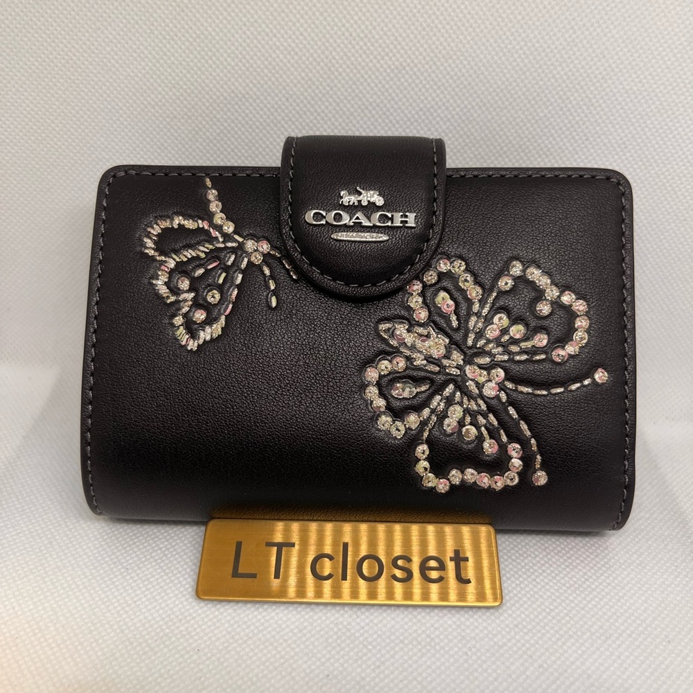 Last one! New Coach Medium Corner Zip Wallet Butterfly Print #CCL65